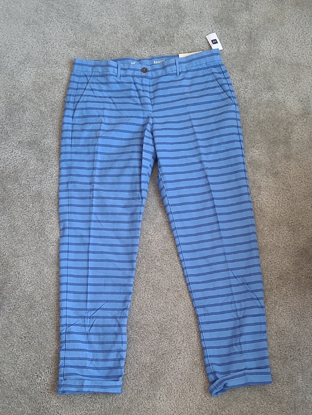 NWT Khakis by GAP Blue Striped "Broken-In" Straight Pants
